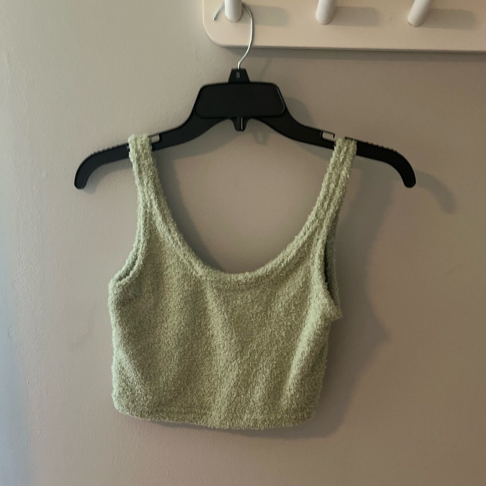 Loungewear crop green soft top